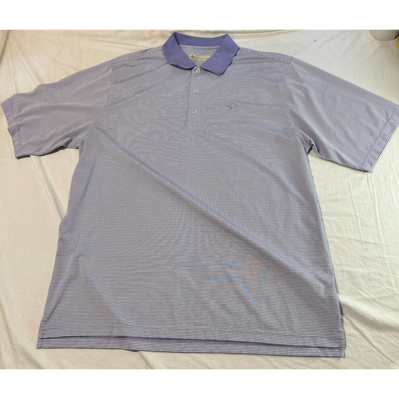 Donald Ross Golf Polo Shirt Men's XL Purple Lavender Striped Short Sleeve Poly - Picture 5 of 11
